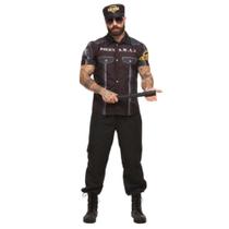 Fantasia Policial de Carnaval Adulta Masculina Longa Com Quepe Fantasia Policial de Carnaval Adulta Masculina Longa Com Quepe