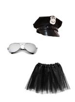 Fantasia Policial Feminina Quepe Preto Óculos Espelhado Saia Fantasia Policial Feminina Quepe Preto Óculos Espelhado Saia
