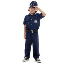 Fantasia Policial Infantil Azul Marinho Com Boina e Cinto