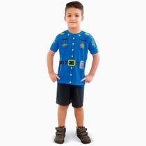Fantasia Policial Infantil Camiseta Bermuda Brink Model