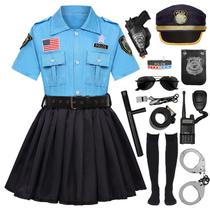 Fantasia policial Mosong para meninas e policiais e policiais com acessórios Fantasia policial Mosong para meninas e policiais e policiais com acessórios