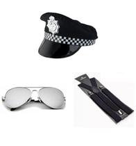 Fantasia Policial Quepe Óculos e Suspensório - 3 Peças