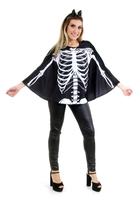 Fantasia Poncho Caveira Adulto - Halloween Fantasia Poncho Caveira Adulto - Halloween