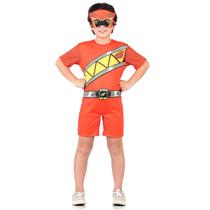 Fantasia Power Ranger Dino Charge Vermelho Curto Infantil