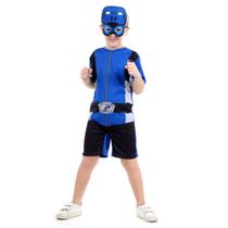 Fantasia Power Rangers Azul Curto Infantil - Beast Morphers Fantasia Power Rangers Azul Curto Infantil - Beast Morphers