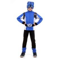 Fantasia Power Rangers Azul Infantil - Beast Morphers Fantasia Power Rangers Azul Infantil - Beast Morphers