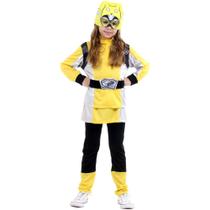 Fantasia Power Rangers Infantil Amarelo Beast Morphers de Luxo Original com Mascara Fantasia Power Rangers Infantil Amarelo Beast Morphers de Luxo Original com Mascara