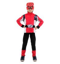 Fantasia Power Rangers Infantil Beast Morphers Vermelho Longo