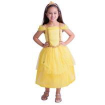 Fantasia princesa amarela com tiara de coroa muvilê Fantasia princesa amarela com tiara de coroa muvilê