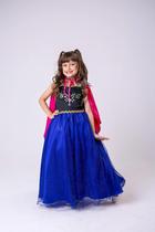 Fantasia Princesa Ana Frozen Longa Azul Luxo Aniversário Temática Fantasia Princesa Ana Frozen Longa Azul Luxo Aniversário Temática