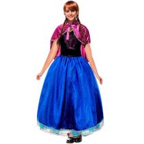 Fantasia Princesa Anna Adulta Frozen Cosplay de Luxo C/ Capa