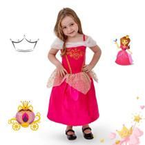 Fantasia Princesa Aurora Rosa Infantil Helanca Menina Linda - ANJO FANTASIAS