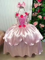 Fantasia Princesa Bela Adormecida Aurora Longa Rosa Claro Fantasia Princesa Bela Adormecida Aurora Longa Rosa Claro