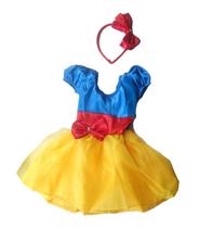 Fantasia Princesa Branca de Neve Infantil Com Laço Vermelho