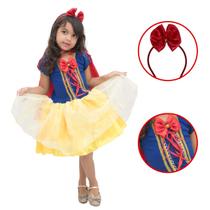 Fantasia Princesa Cosplay Infantil Vestido Branca de Neve Completo