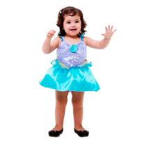 Fantasia Princesa Infantil Vestido da Ariel Baby 1 a 2 anos Fantasia Princesa Infantil Vestido da Ariel Baby 1 a 2 anos