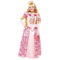 Fantasia Princesa Infantil Vestido Longo Rosa Com Coroa e Luvas Fantasia Princesa Infantil Vestido Longo Rosa Com Coroa e Luvas