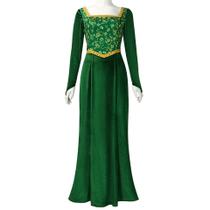 Fantasia Princesa Nahzsai Fiona Vestido de Veludo Verde Feminino