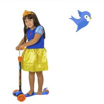 Fantasia Princesa + Patinete com Luz Azul e Laranja Infantil