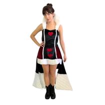 Fantasia Rainha de Copas Luxo Vestido Adulto Cosplay