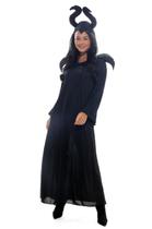 Fantasia Rainha do Mal Malévola Vestido Adulto com Tiara - Halloween