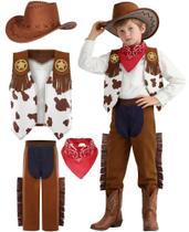 Fantasia Rayekrot Kids Cowboy para meninos castanhos (8-10 anos)