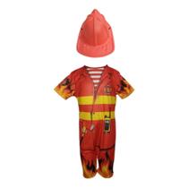 Fantasia Roupa Infantil Bombeiro Com Capacete