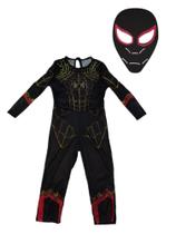 Fantasia Roupa Infantil Homem Aranha Black Longo Com Enchimento e Máscara Fantasia Roupa Infantil Homem Aranha Black Longo Com Enchimento e Máscara