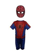 Fantasia Roupa Infantil Homem Aranha Com Máscara