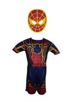 Fantasia Roupa Infantil Homem Aranha De Volta Pra Casa Curto Com Enchimento e Máscara