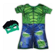 Fantasia Roupa Infantil Incrível Hulk com Músculo+ Máscara ( dos 2 aos 9 anos )