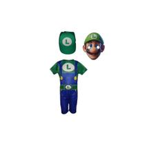 Fantasia Roupa Infantil Luigi Com Chapéu E.v.a. e Máscara E.v.a. 3d
