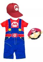 Fantasia Roupa Infantil Mario Com Kit Máscara e Chapéu
