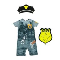 Fantasia Roupa Infantil Policial Com Boina e Distintivo