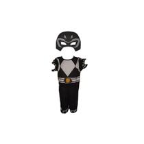 Fantasia Roupa Infantil Power Rangers Preto Com Máscara