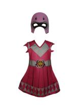 Fantasia Roupa Infantil Power Rangers Rosa Com Máscara