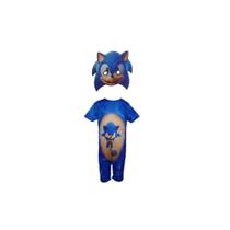 Fantasia Roupa Infantil Sonic Com Máscara E.v.a 3d
