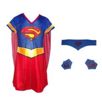 Fantasia Roupa Infantil Super Girl Com Acessórios