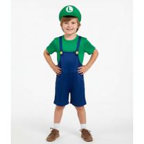 Fantasia Roupa Infantil Super Luigi Luidi Com Máscara Fantasia Roupa Infantil Super Luigi Luidi Com Máscara