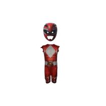 Fantasia Roupa Power Rangers Vermelho Com Máscara 3d
