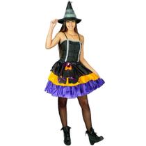 Fantasia Saia Adulto Feminina Halloween Com Babados E Decorações De Bruxa