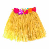 Fantasia Saia Havaiana Infantil Festa Luau Hawaii Com Flores 30 cm