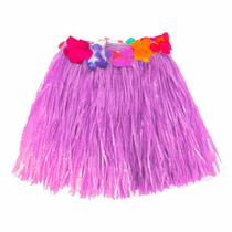 Fantasia Saia Havaiana Infantil Festa Luau Hawaii Com Flores 30 cm