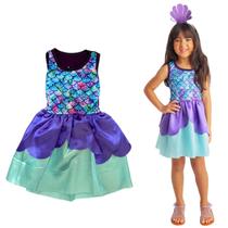 Fantasia Sereia Colorida Infantil Vestido Para Menina Feito 100% Em Poliéster Fantasias Crianças