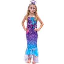 Fantasia Sereia Infantil pra Menina de Luxo com Coroa de Perolas M 5 - 8 Fantasia Sereia Infantil pra Menina de Luxo com Coroa de Perolas M 5 - 8