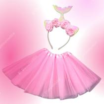 Fantasia Sereia Juvenil Adulto Carnaval Tiara E Saia Tule