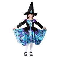 Fantasia Sincere Party Deluxe Blue Witch com chapéu para menina de 5 a 6 anos