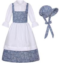 Fantasia SIZGAROOT Colonial Girls Pioneer, vestido com capô 10-12Y