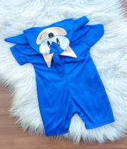 Fantasia Sonic Bebe Menino Carnaval C Capuz Mesversario Aniv - DG BABY KIDS