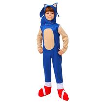 Fantasia Sonic Infantil Com Capuz e Luvas